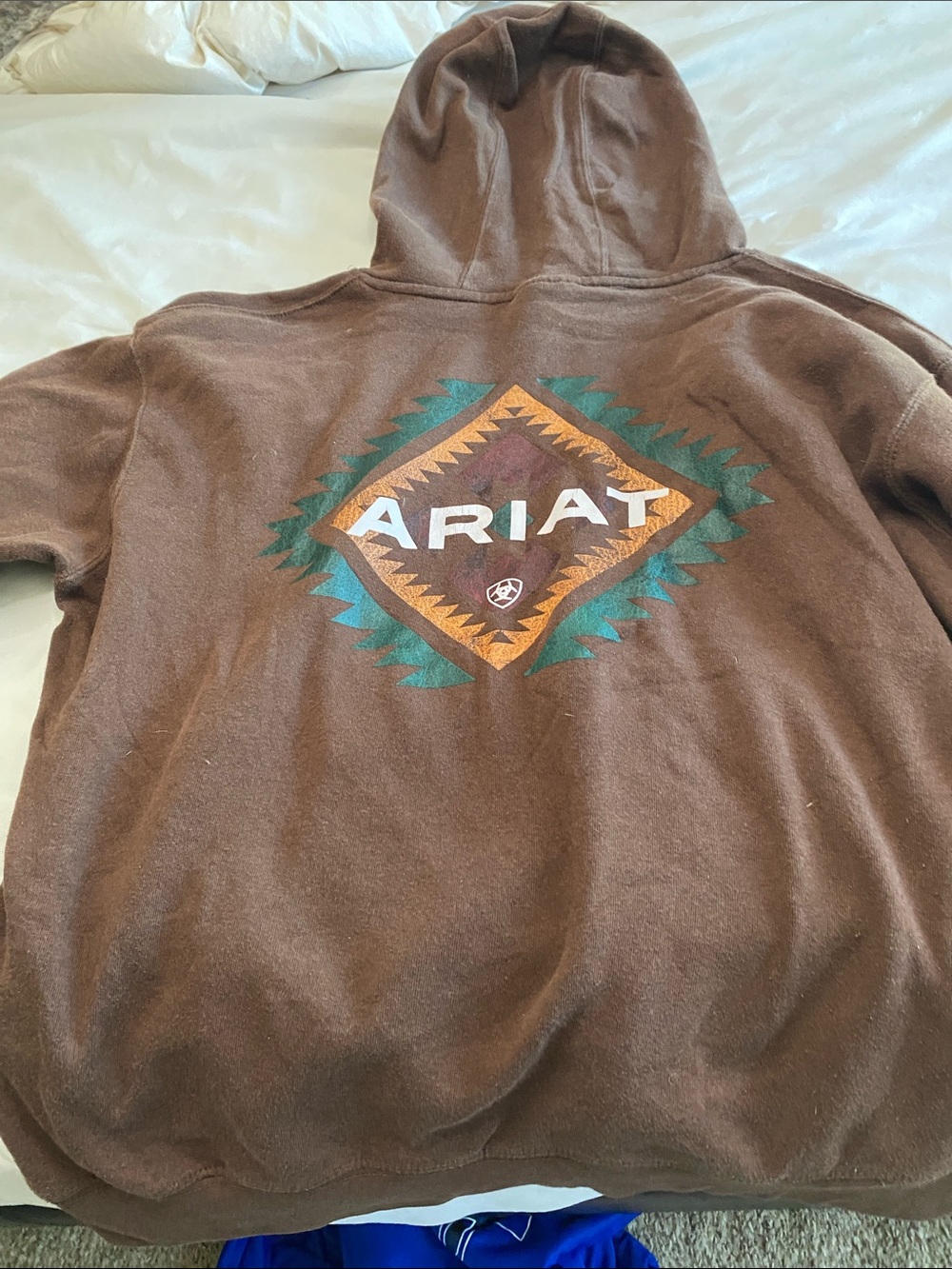 Ariat Brown Hoodie with Teal & Gold Southwestern Emblem